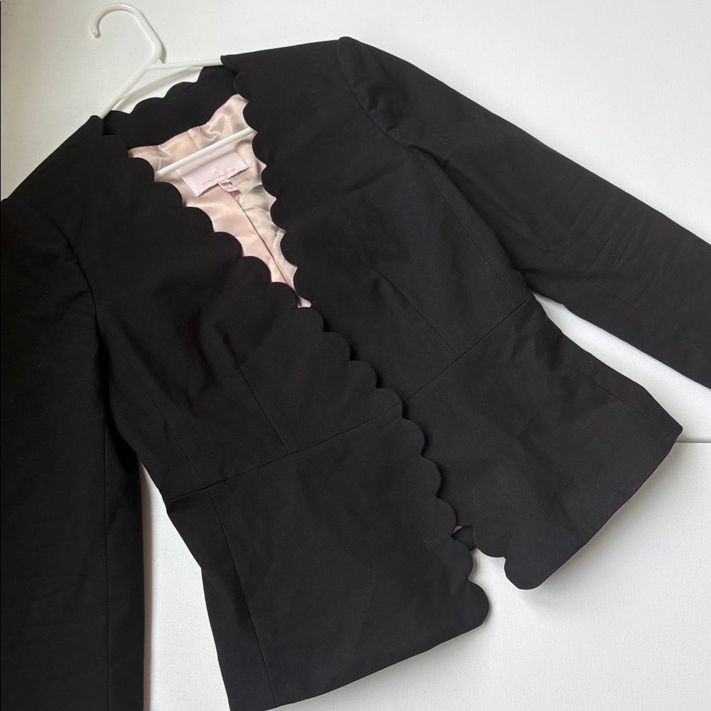 Rebecca Taylor Scalloped Edge Black Blazer Jacket Suit 4 - Picture 3 of 7